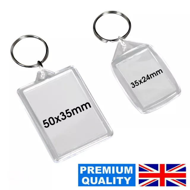 50x35mm 35x24mm Insert Clear Blank Acrylic Plastic Photo Keyrings Personalise UK