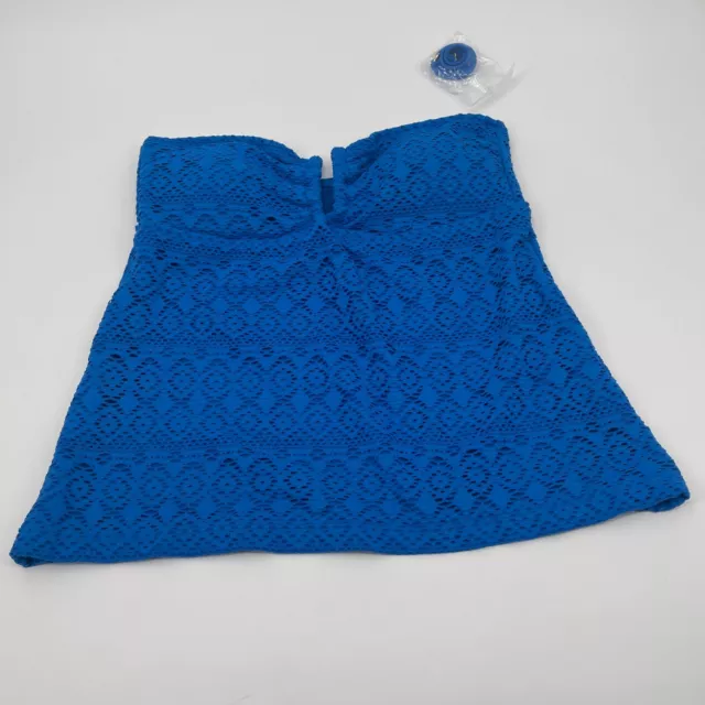 Stylus Womens Tank Top Small Blue Strapless Sleeveless Lace Crochet Casual New