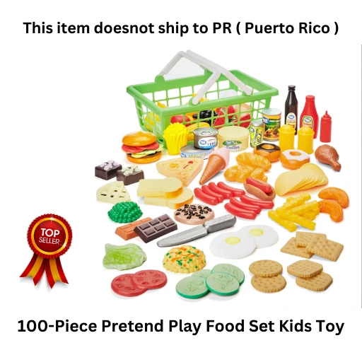 100PIECE PRETEND PLAY Food Set Kids Toy Kitchen Cutting Playset Cook