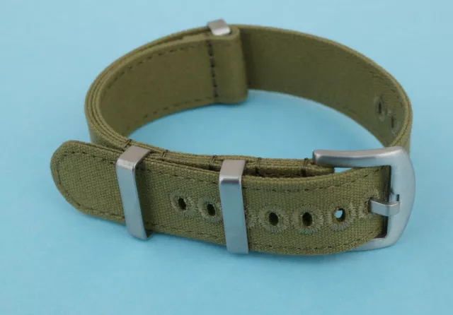 Canvas NATO Watch Strap Armband 22 mm Farbe oliv mit Federstegen 8064F