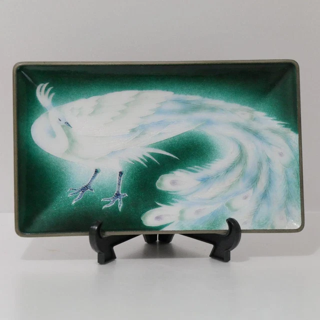 CLOISONNE Square Plate Bird Pattern 7.4 x 12.2 inch Japanese tradition art