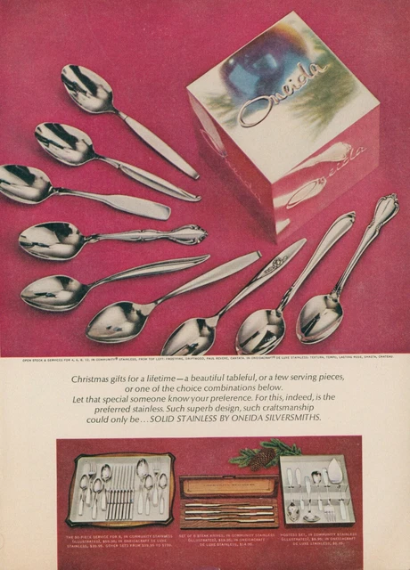 1965 Oneida Silversmith Frostfire Driftwood Paul Revere Vintage Print Ad GH2
