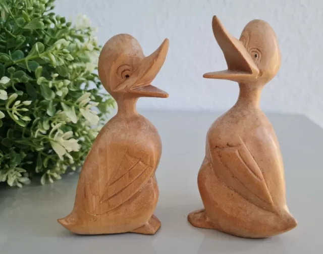 Vintage Ente Enten Holz Figur Mid Century Danish Design 50-60er Jahre alt Paar