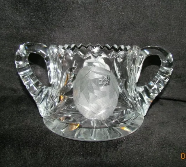 AMERICAN BRILLIANT ABP  McKanna Cut Glass Co ROSE BUD Pattern Sugar Bowl