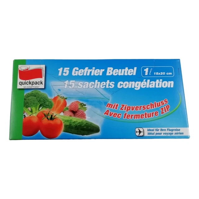 15 SACS DE Congélation Litre avec Fermeture Zip Sachet