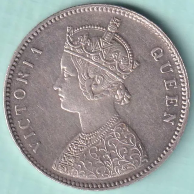 British India 1862 Victoria Queen One Rupee 0/7 Dot Variety Rare Silver Coin