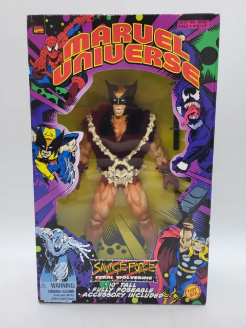 Vtg. 1998 Toy Biz Marvel Universe Savage Force Feral Wolverine 10" Figure NIB