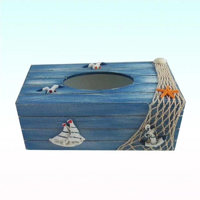 Maderas Náutica Decoración Mesa Contenedor Para Tejidos Costeros