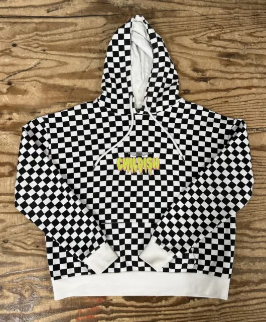 CHILDISH TGF BLACK and White Checked Checkered Hoodie Size