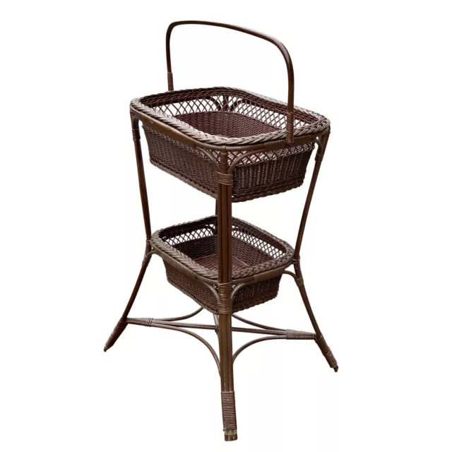 Vintage Victorian Wicker Rattan Basket Sewing Stand