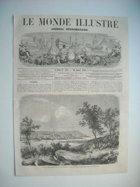 Gravure 1864. Ville De Kiel Devenue Residence Du Gouvernement Holsteinois,......