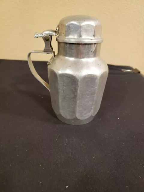 Vintage A.G.M. Co, VIKO Aluminum Pitcher Syrup Pourer with Handle & Flip Top