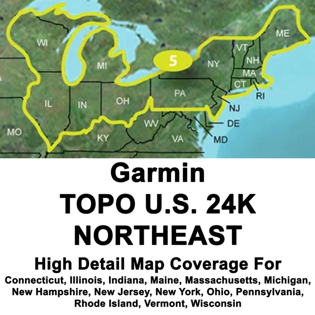 GARMIN TOPO U.S. 24K NORTHEAST Maps GPS Data Card MicroSD USA