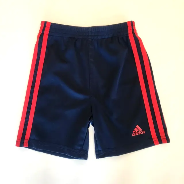 Adidas Toddler Boys Shorts Size 4T Navy Blue with Red Stripes Athletic Soccer