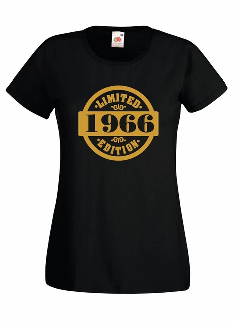 T-Shirt 50 Ans - Édition Limitée 1966 - Idée Cadeau Anniversaire - Femme - Coton Noir