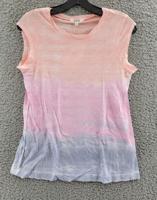 Splendid Makena Cap Sleeve Slub T-Shirt Women's XS Watercolor Sunrise Pullover~