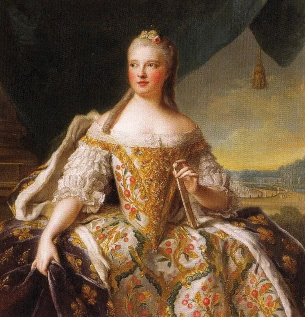 Oil painting noble lady woman Dauphine-Marie-Josephe-de-Saxe-Jean-Marc-Nattier