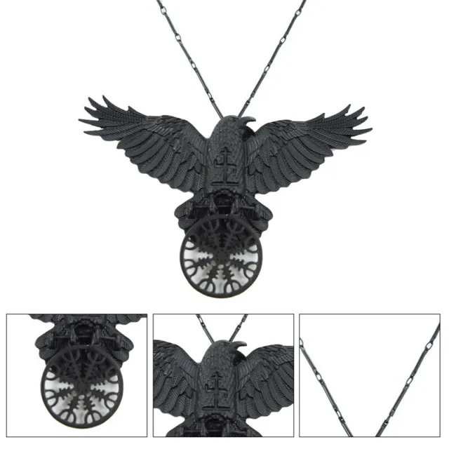 Viking Black Oversized Crow Necklace Hair Clip For Women Punk Jewelry New::UK