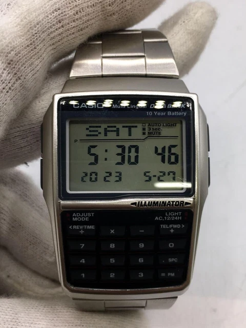 Casio Data Bank DBC-32 Quartz Digital Stainless Silver Men's Watch Preowned