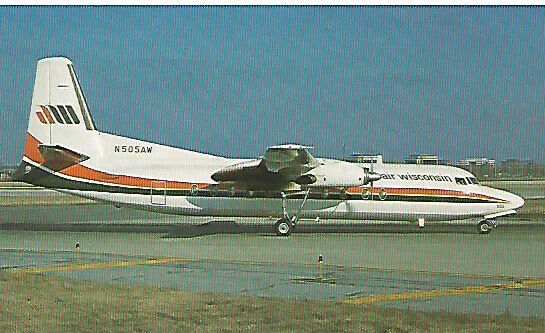 Air Wisconsin  Fokker F27  Airline Post Card