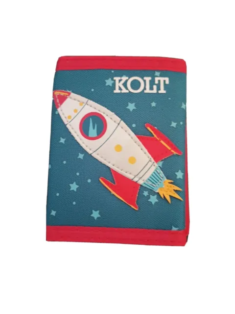 Stephen Joseph Space Wallet for Kids rocket print customized KOLT red Blue
