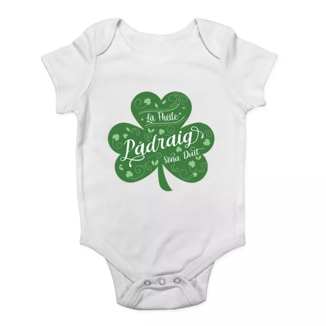 St Patrick's Day Baby Grow Vest La Fheile Padraig Gaelic Bodysuit Boys Girl Gift