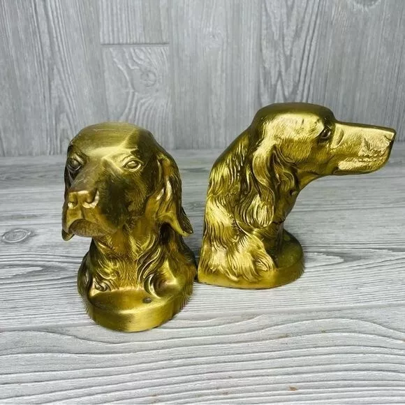 1940s Bronze Plated pm craftsman metal co Irish Setter metal dog bookends brass