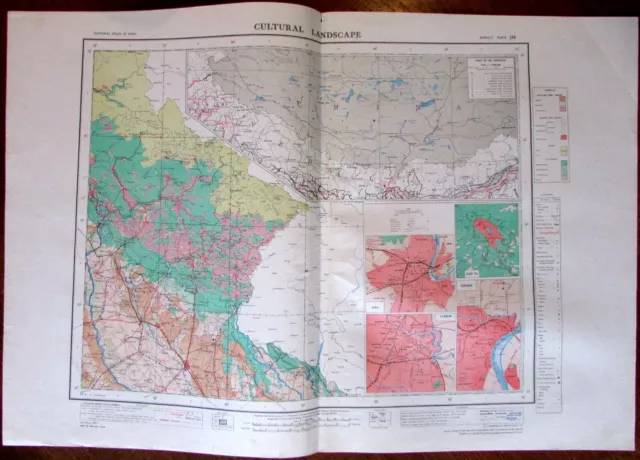 Bareilly Agra Lucknow Naini Tal Varanasi c.1979 huge National Atlas of India map