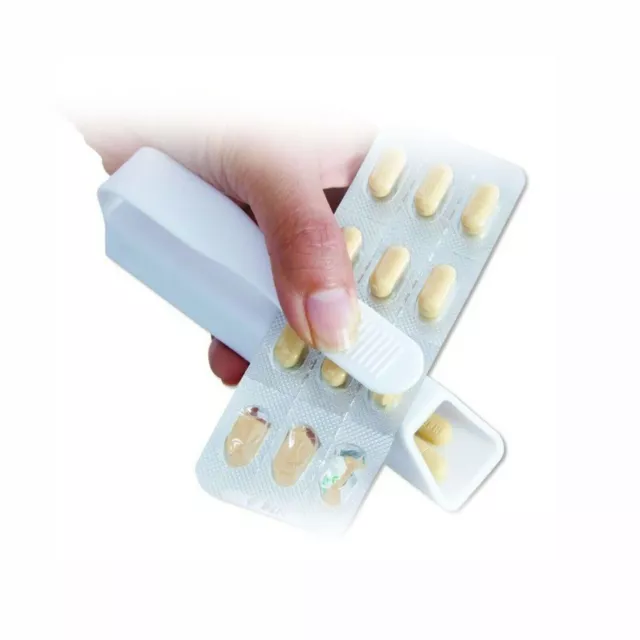 White  Disability Aids Pill Puncher Blister Pack Remover Tablet Popper