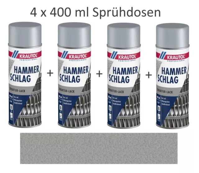 4 x 400 ml  Spray Metallschutz Hammerschlag Silber Rost Witterungsschutz Krautol