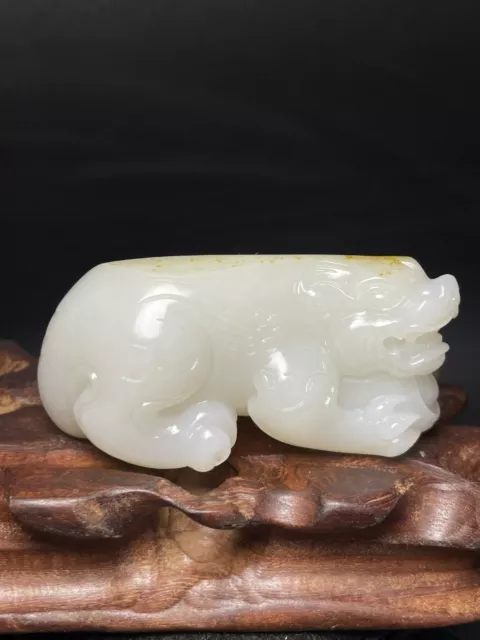 Chinese Exquisite Handmade Brave Troops Carving Hetian Jade Statue
