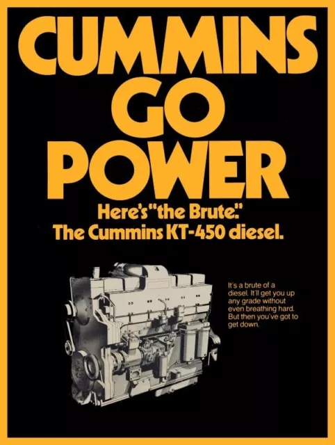 Cummins KT-450 Diesel Engine, The Brute NEW METAL SIGN: 9x12 Ships Free