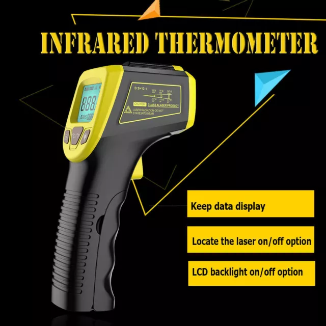 Infrared Thermometer DigitalHandheld Temperature Gun No-Contact IR Laser Point