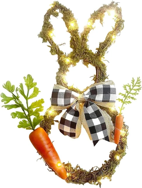 Easter Bunny Wreath LED Light | Lighted Wreaths for Outside Wall Decor