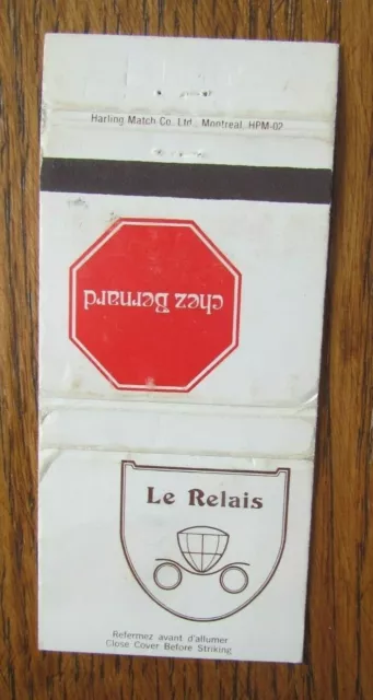 Carriage Matchbook Cover: Le Relais Montreal, Quebec Matchcover -D10