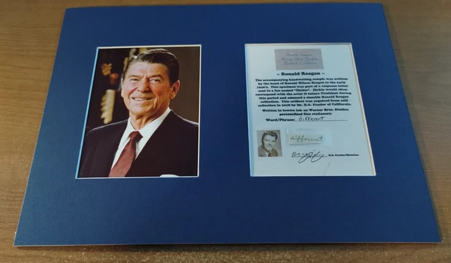President Ronald Reagan Authentic Hand Written Word - Matted w/Color Photo