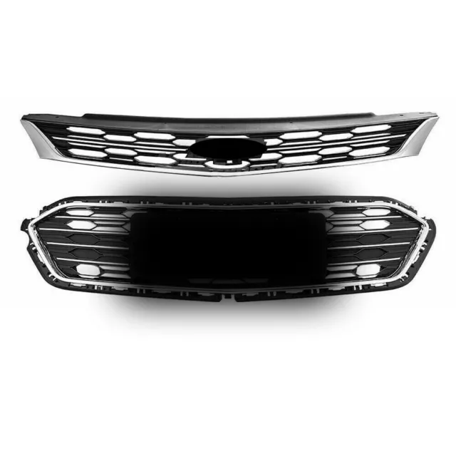 Front Upper Grill Middle Lower Grille For Chevrolet Cruze 2016-2018 Chrome Style