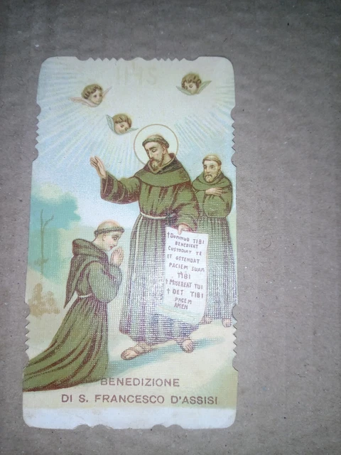 Cod. 10Nu Santino Fustellato  Cm. 6X10,5 San Francesco D'assisi