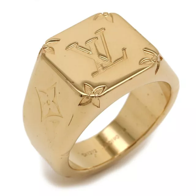 LOUIS VUITTON M61097 ID LV Signet Ring Gold-tone Silver color US5