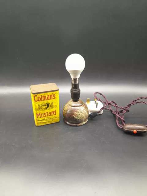 Unusual rare tiny cornish serpentine desk lamp with inline switch 7x10cm Mid Cen