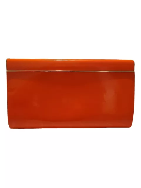JIMMY CHOO CAYLA Orange Patent Clutch Bag 57.00 PicClick UK