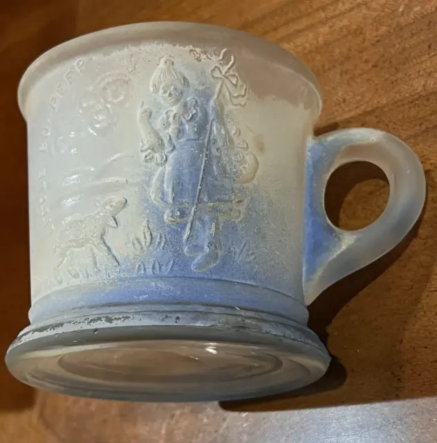 Antique US Glass Child’s Mug Cup Little Bo Peep EAPG 1920 3” Tall