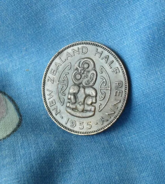 New Zealand 1955 Half Penny- Scarce Date in High Grade ( V11)