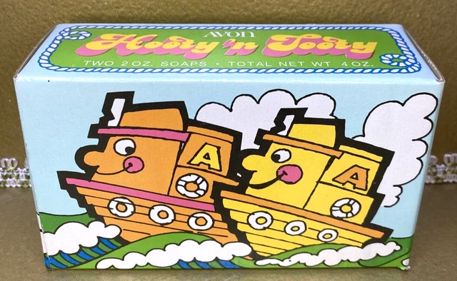 Juego de jabón vintage Avon Hooty 'N Tooty remolcador en caja original