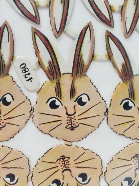 Bunny Rabbit Head Face Die Cut Embossed Victorian German K&L lot 32 Heads Easter