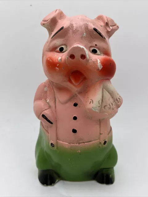 1940's Vintage Gold Piggy Bank  Chalk Ware Piggy Bank - Ruby Lane