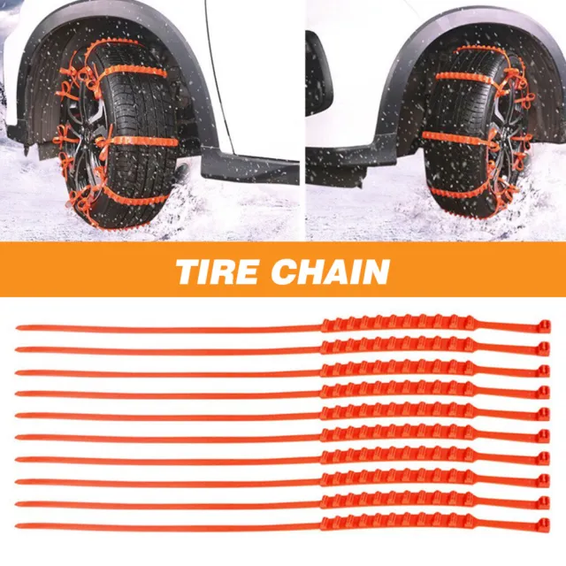 10 PCS Snow Tire Chain for Car Truck SUV Anti-Skid Emergency Winter Driving Belt
