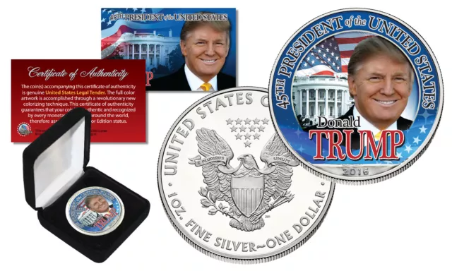 DONALD J TRUMP 45th President USA 1 oz PURE SILVER AMERICAN US EAGLE in BOX