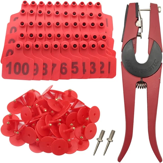 Cattle Ear Tags 001-100 Number Plastic Livestock Animal Tag for Cows Ear Tag App