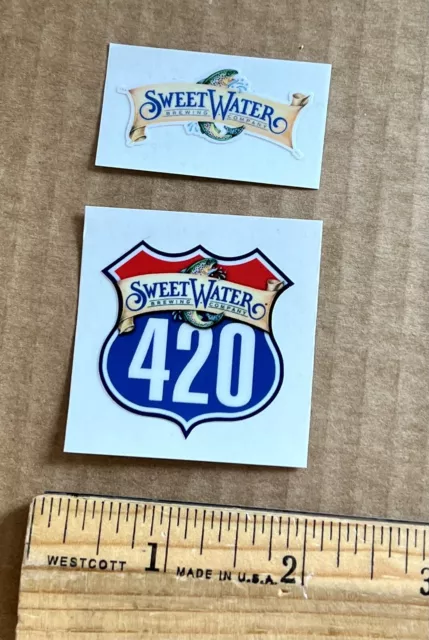 2x Fort Collins SWEET WATER BREWERY BEER STICKER Colorado Brew Brewing Atlanta